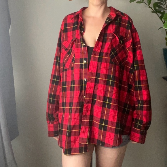 Vintage Northwest Territories Plaid Tartan Red Black Grunge Rocker Size XL - Picture 13 of 14